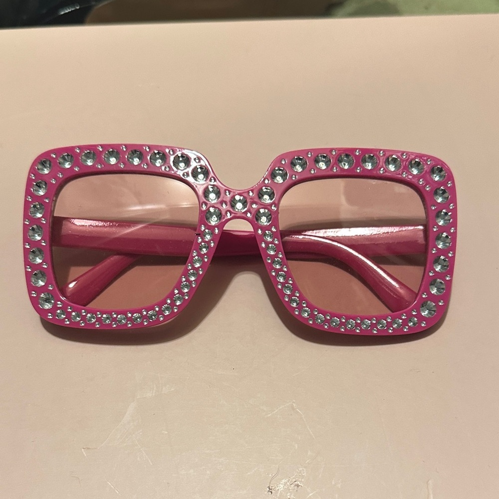 Pink Rhinestone-Embellished Sunglasses